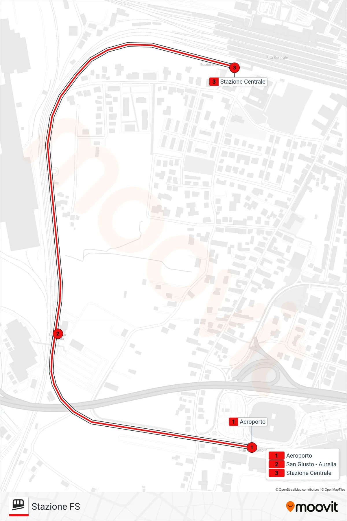 Linea PISAMOVER funicolare (Stazione FS) - Percorsi e fermate sulla mappa