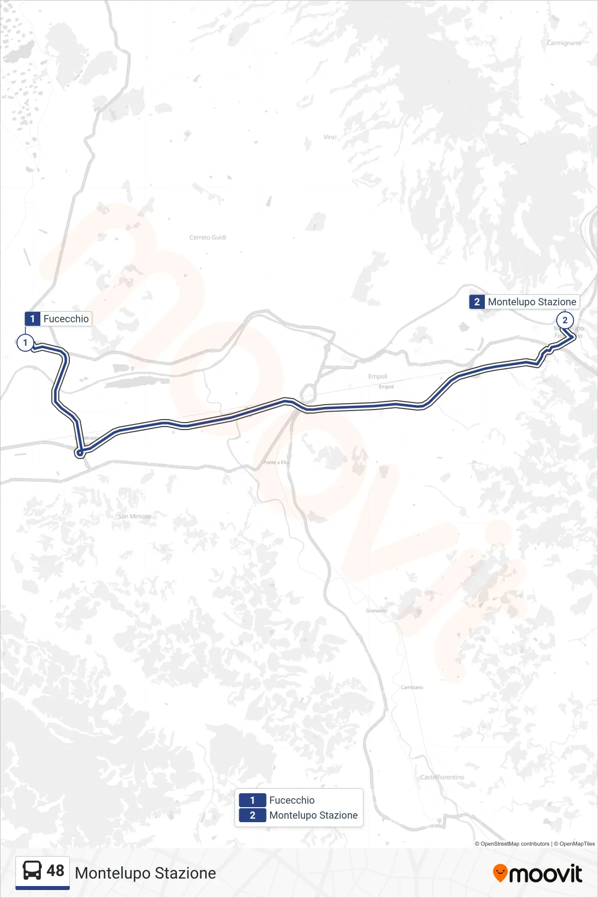 Linea 48 bus (Montelupo Stazione) - Percorsi e fermate sulla mappa