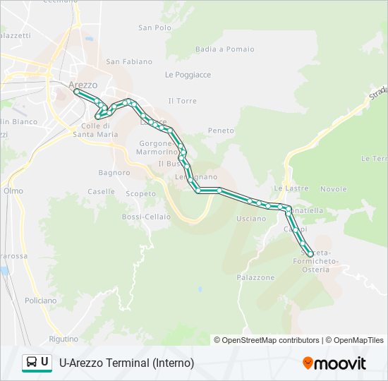 Linea u orari fermate e mappe U Arezzo Terminal Interno