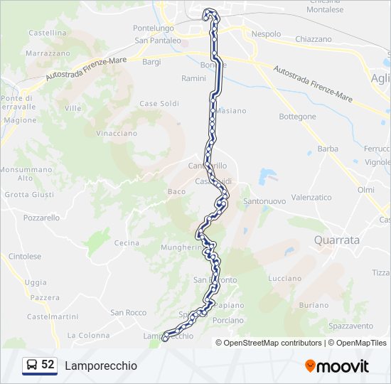 Percorso linea bus 52