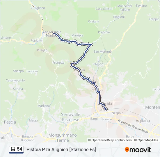 54 Bus Line Map