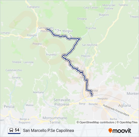 Percorso linea bus 54