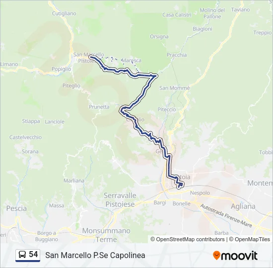 54 Bus Line Map