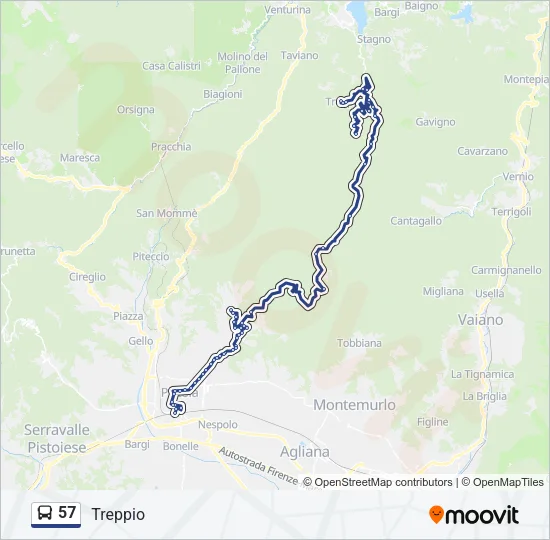 Percorso linea bus 57