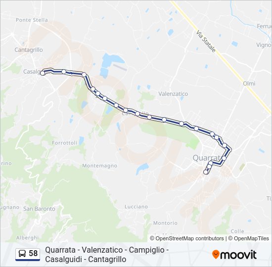 58 bus Line Map