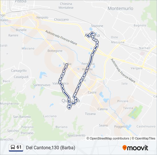 Linea 61 orari fermate e mappe 61 Del Cantone 130 Barba