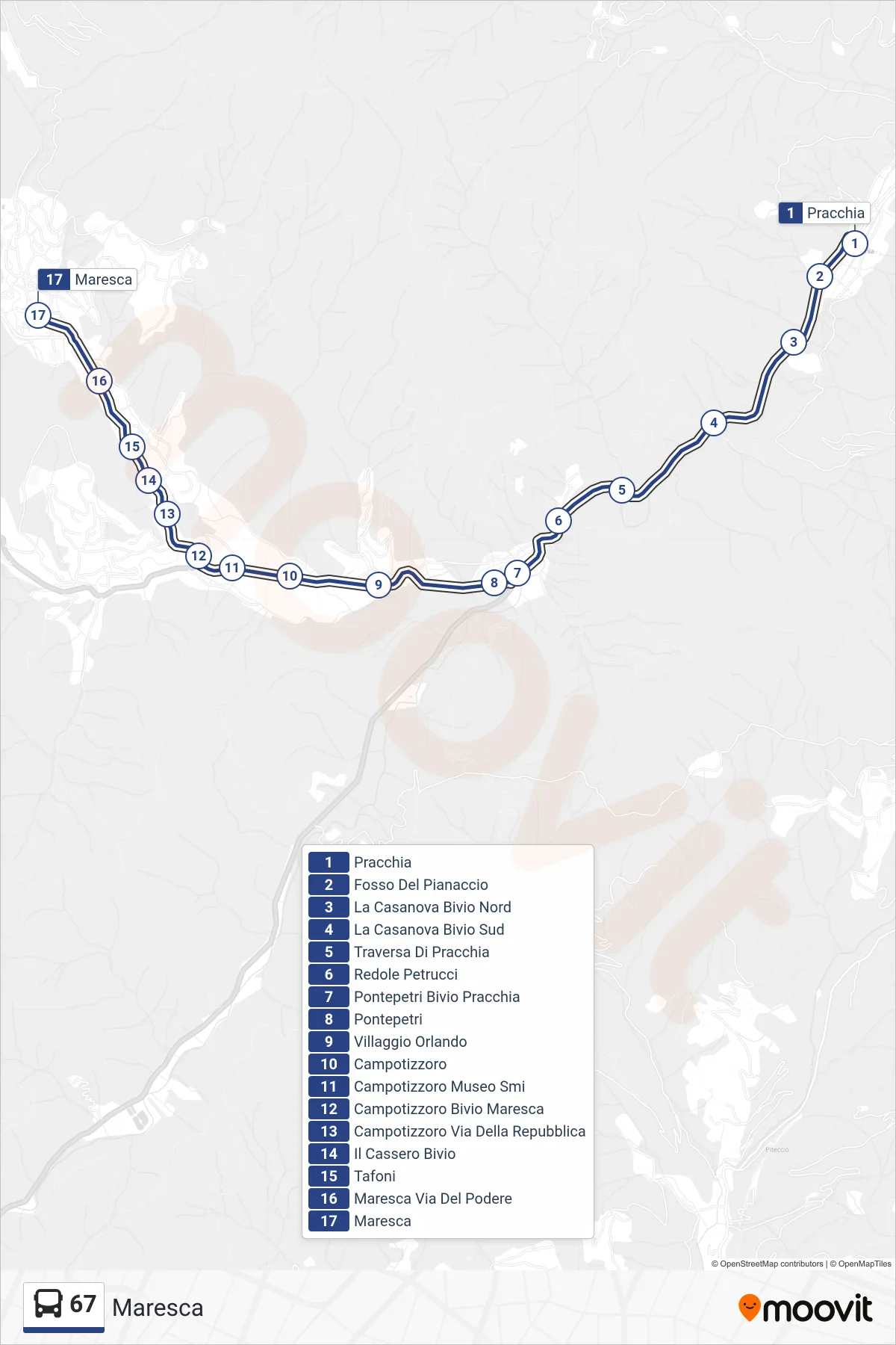 Linea 67 bus (Maresca) - Percorsi e fermate sulla mappa