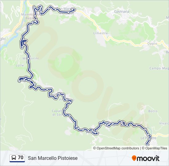 Percorso linea bus 70