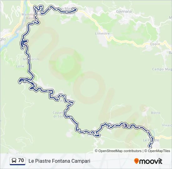 70 Bus Line Map