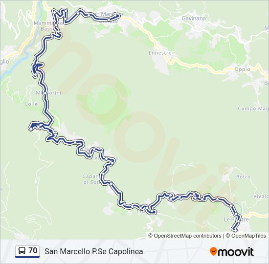 70 Bus Line Map