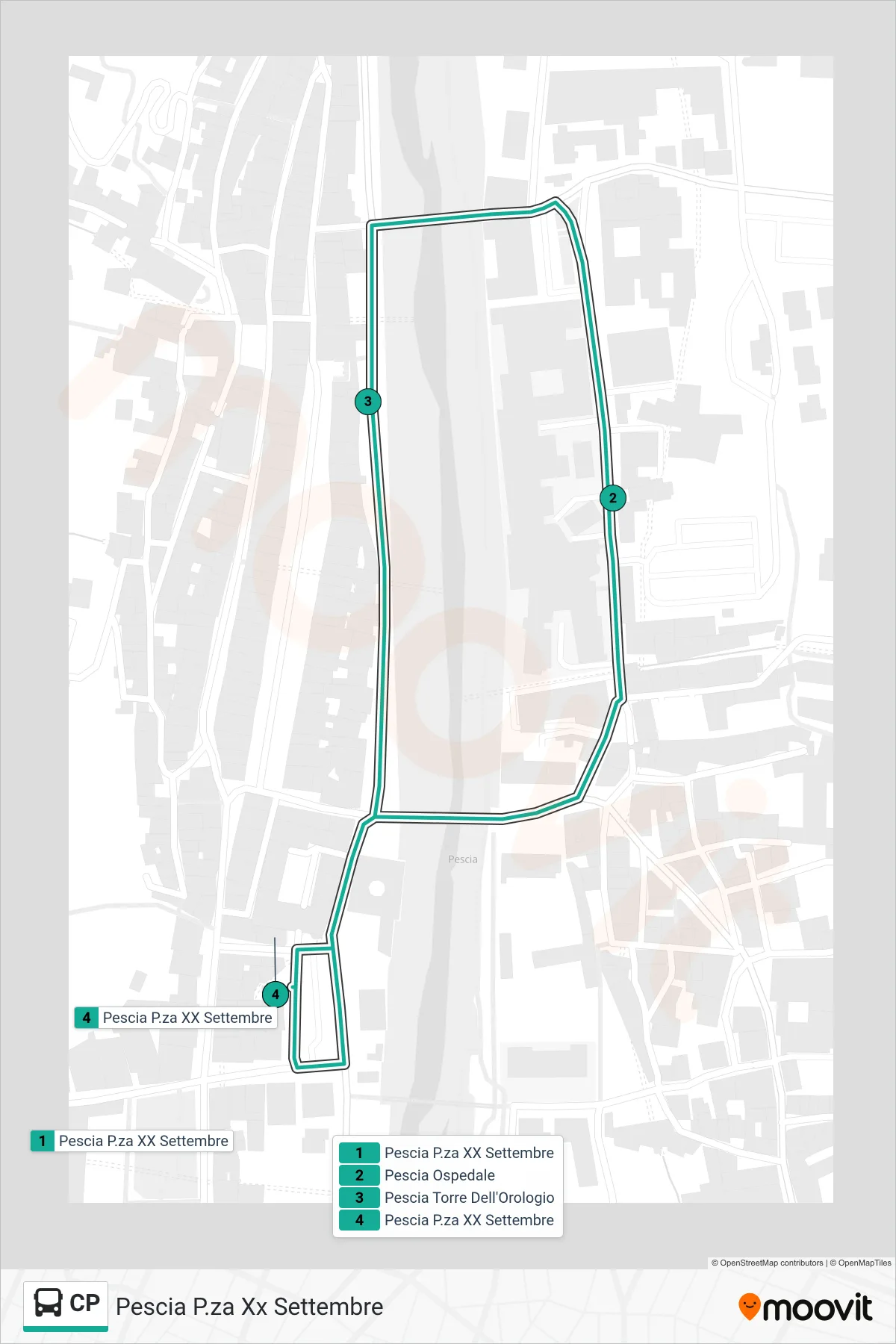 Linea CP bus (Pescia P.za Xx Settembre) - Percorsi e fermate sulla mappa