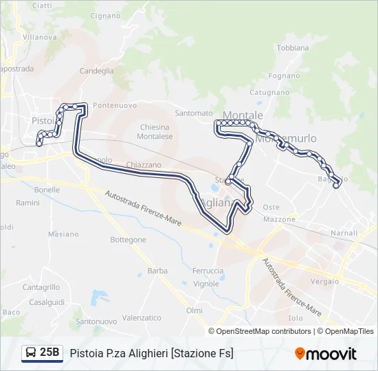 Percorso linea bus 25B