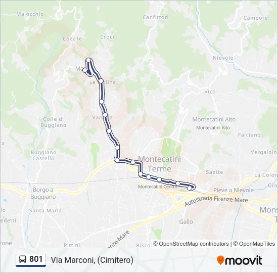 801 Bus Line Map