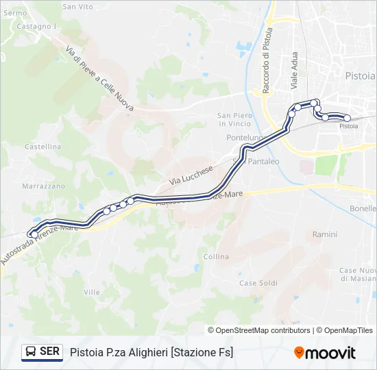 Percorso linea bus SER