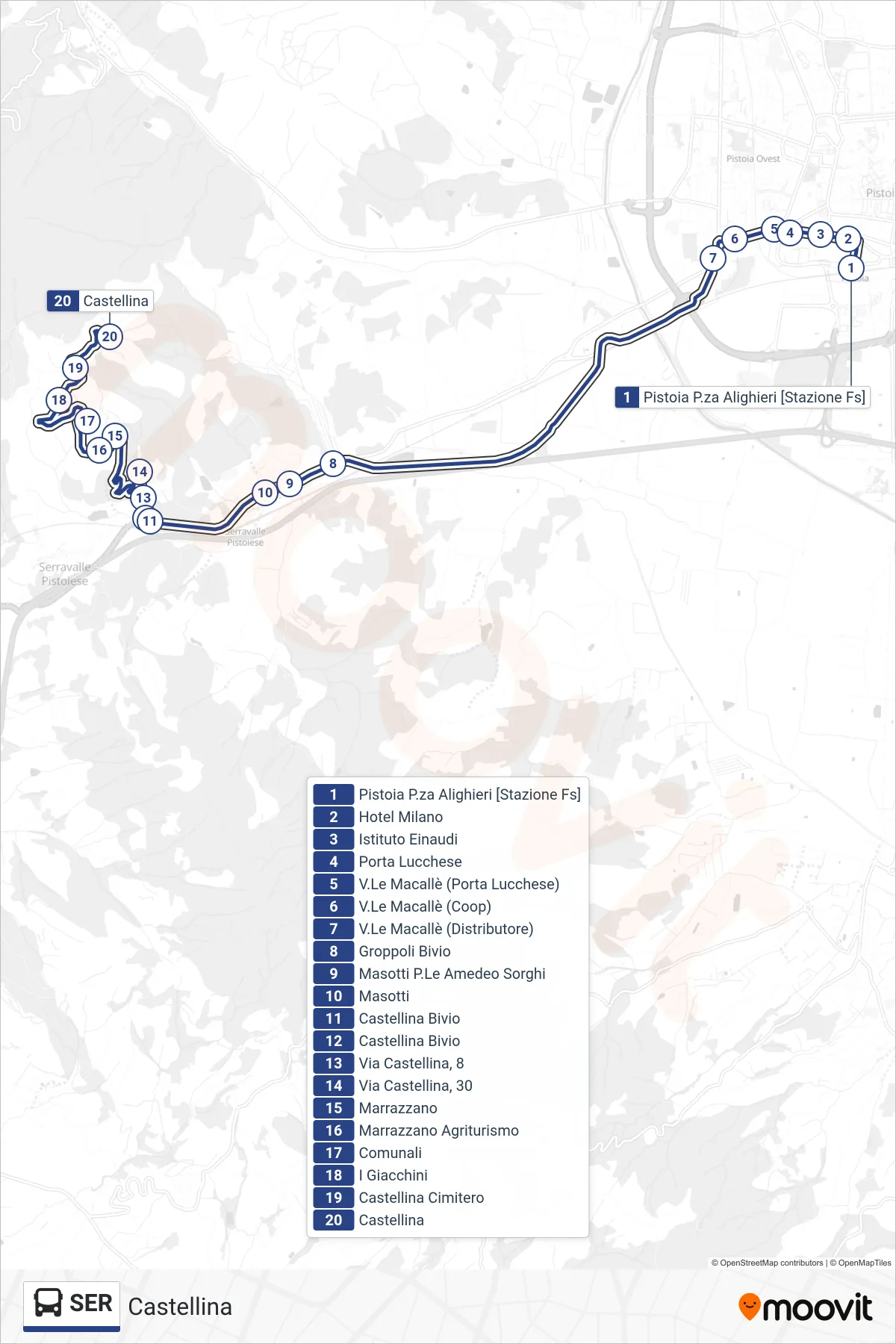Linea SER  bus (Castellina) - Percorsi e fermate sulla mappa