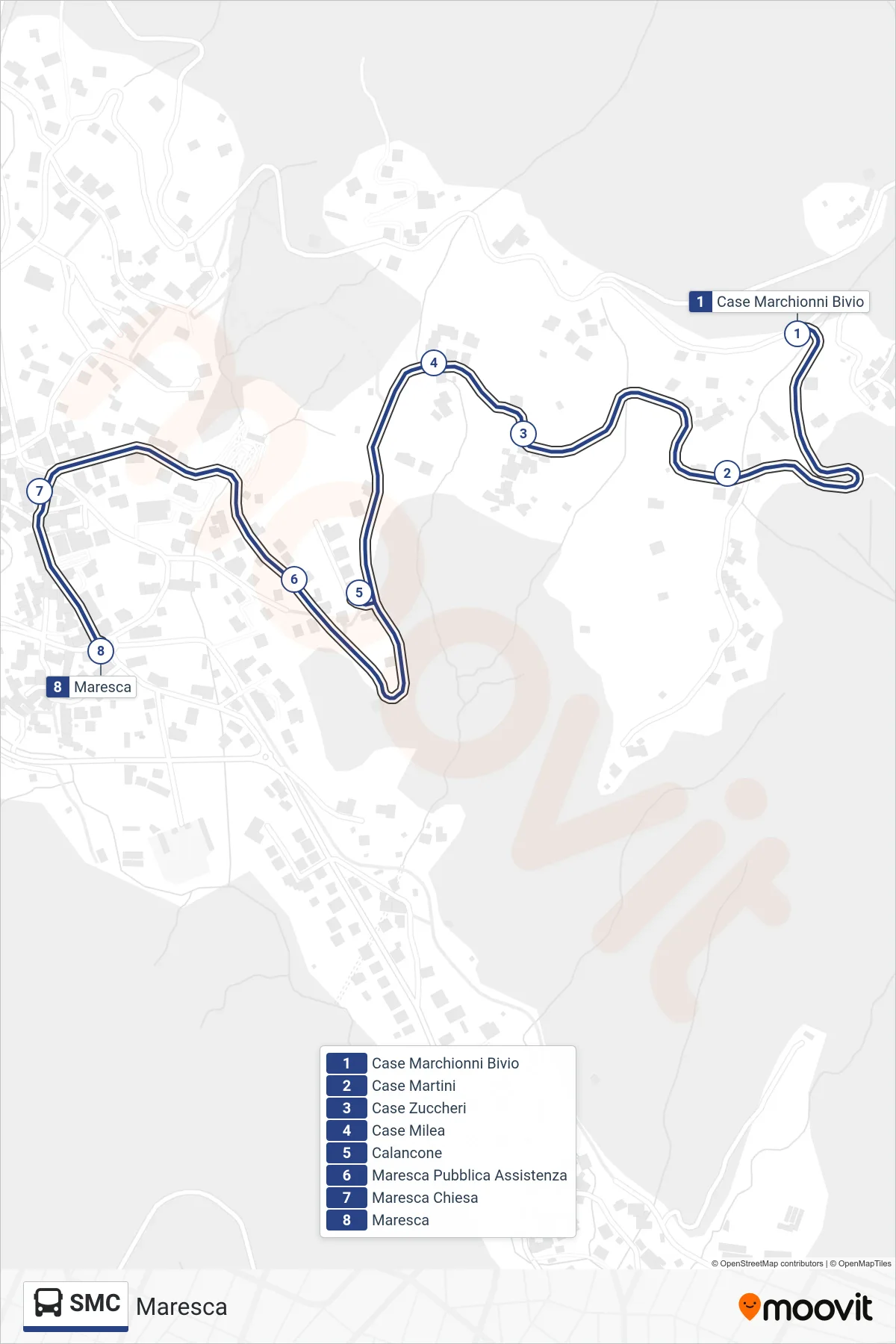 Linea SMC bus (Maresca) - Percorsi e fermate sulla mappa