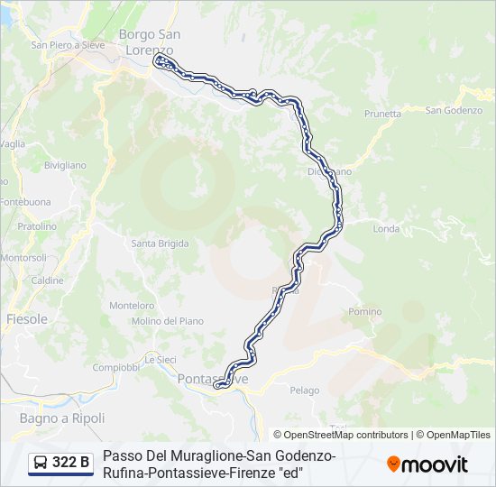 Percorso linea bus 322 B