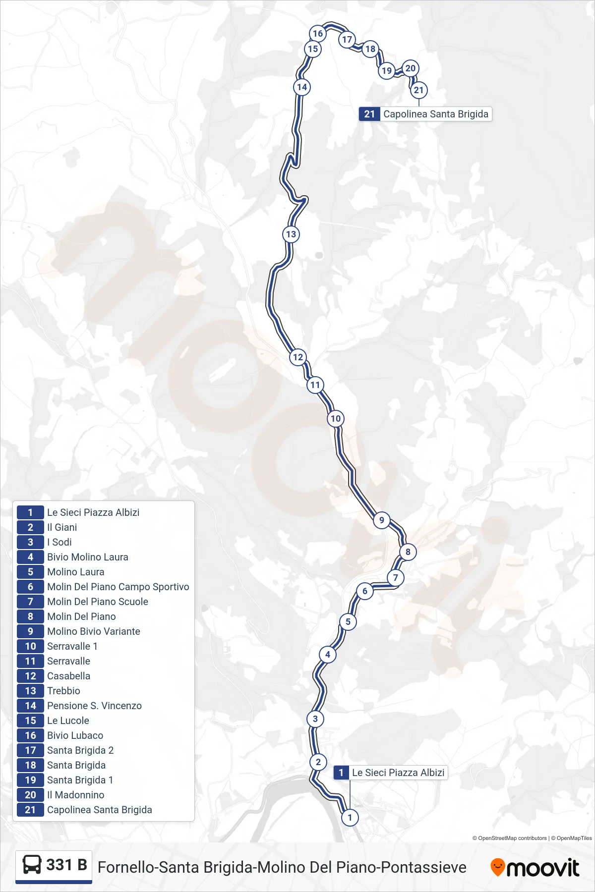 Linea 331 B bus (Capolinea Santa Brigida) - Percorsi e fermate sulla mappa