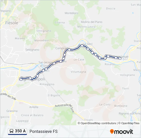 350 A Bus Line Map