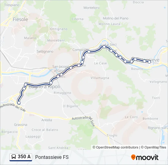 350 A Bus Line Map