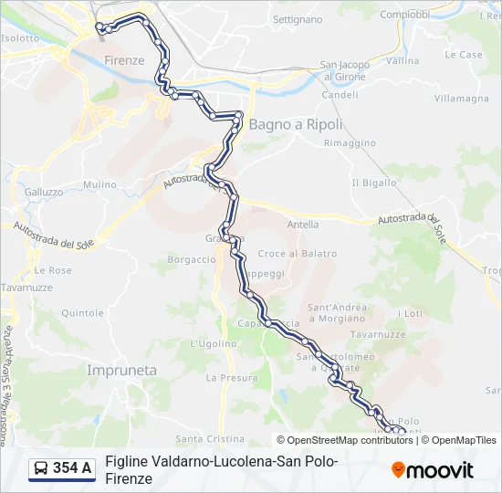 354 A Bus Line Map