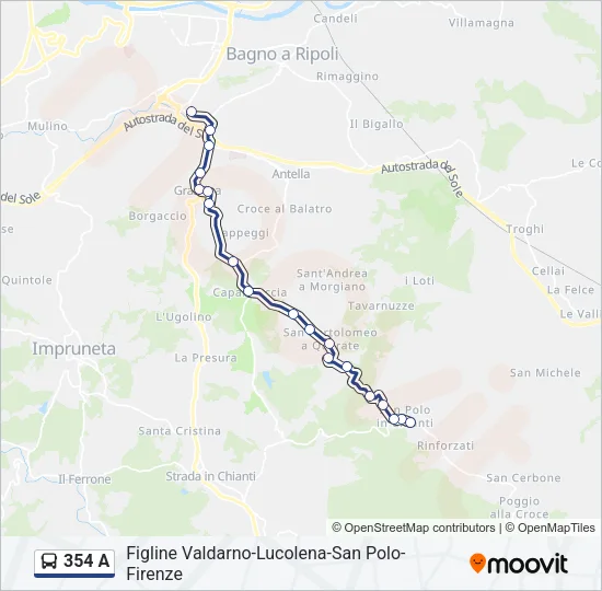 354 A Bus Line Map