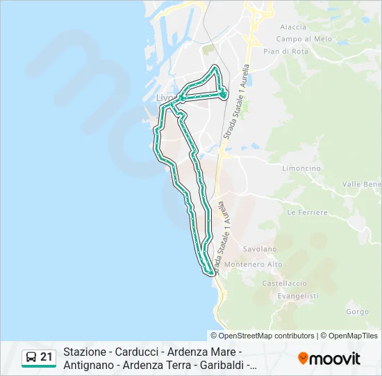 21 Bus Line Map