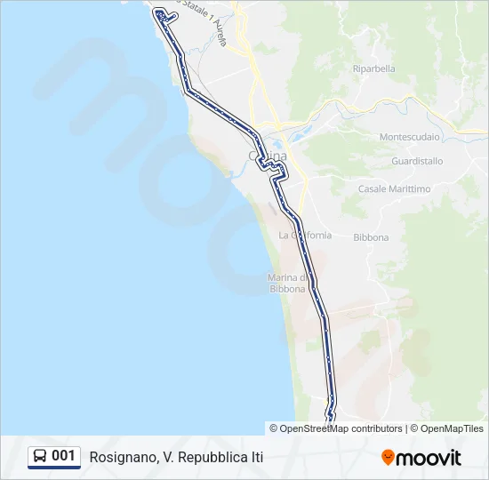 Percorso linea bus 001