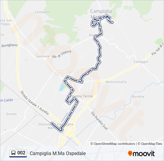 002 bus Line Map