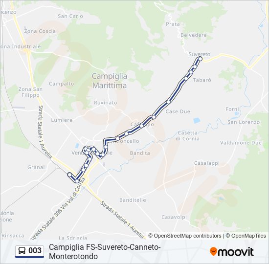 Percorso linea bus 003