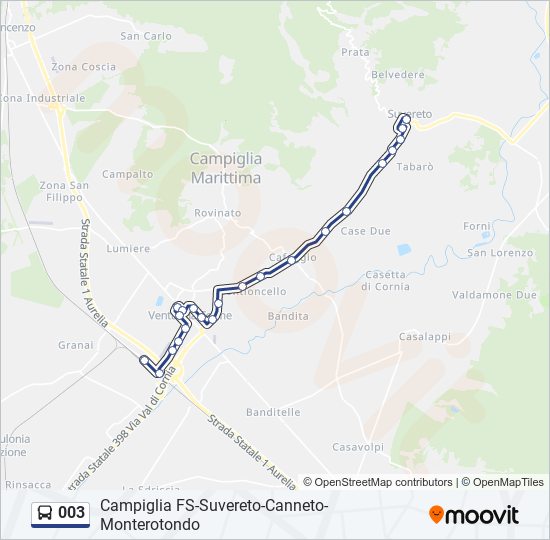 Percorso linea bus 003