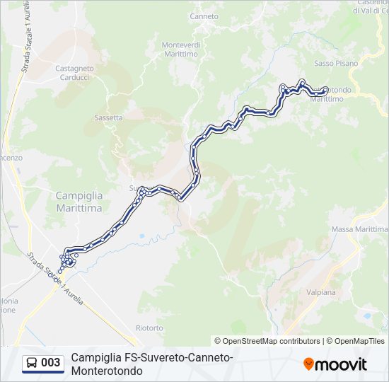 Percorso linea bus 003