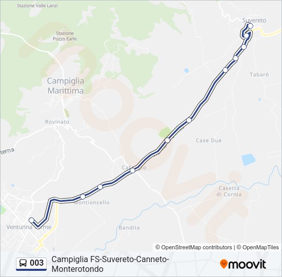 Percorso linea bus 003