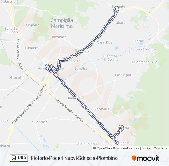 Percorso linea bus 005