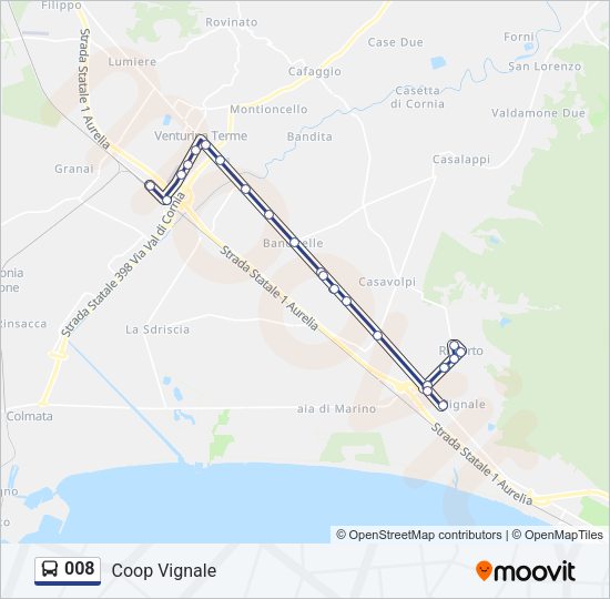 Percorso linea bus 008