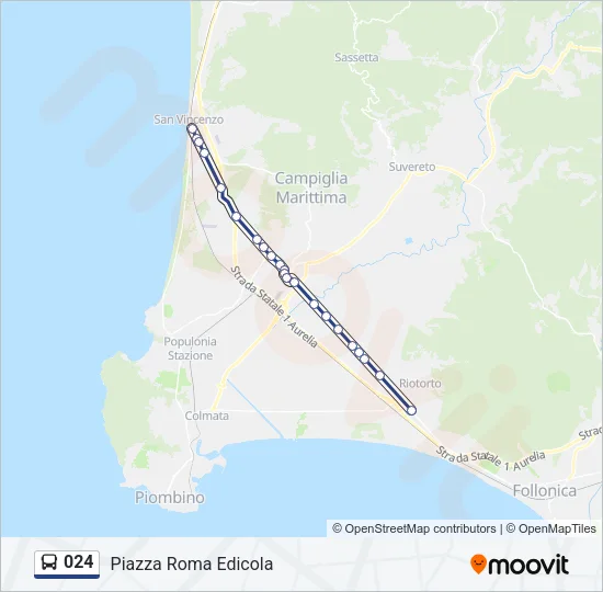 Percorso linea bus 024