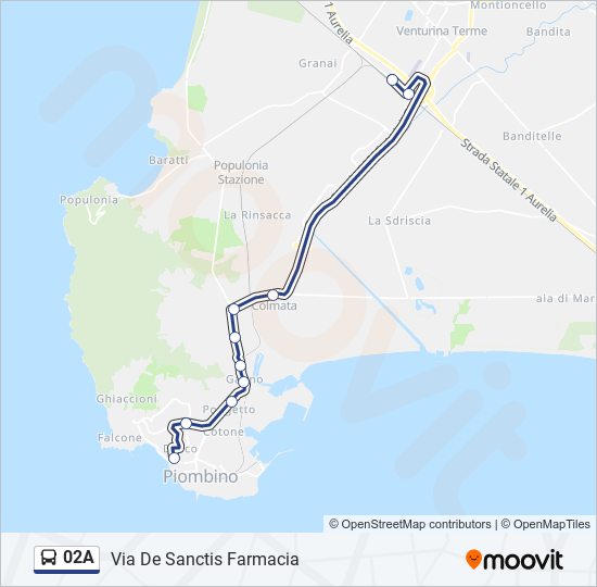 Percorso linea bus 02A