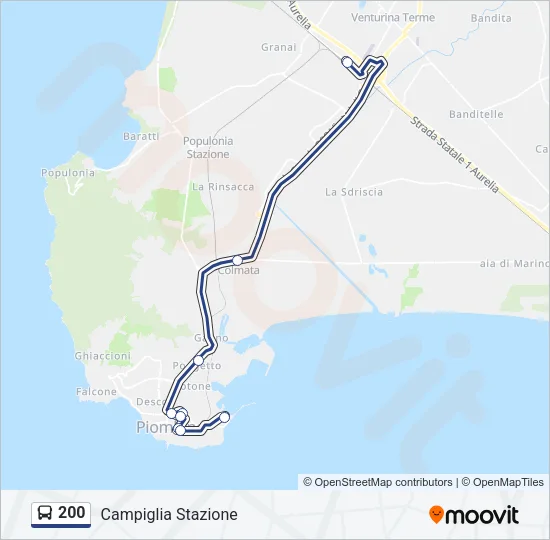 Percorso linea bus 200