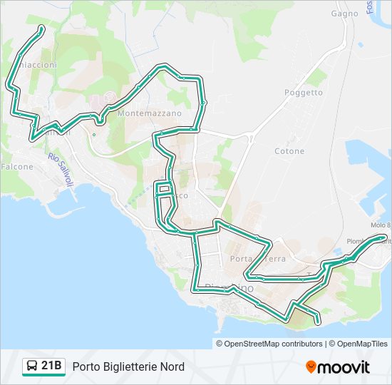 Percorso linea bus 21B