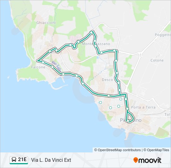 21E Bus Line Map