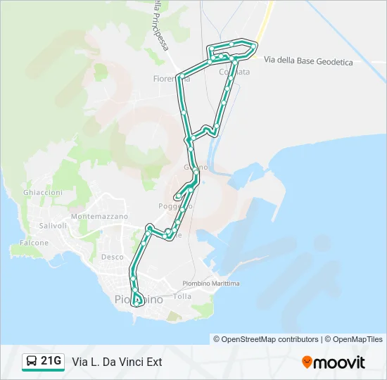 21G Bus Line Map
