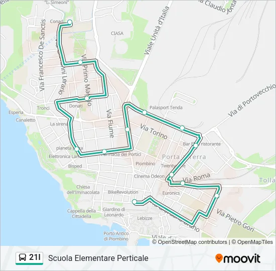 21I Bus Line Map
