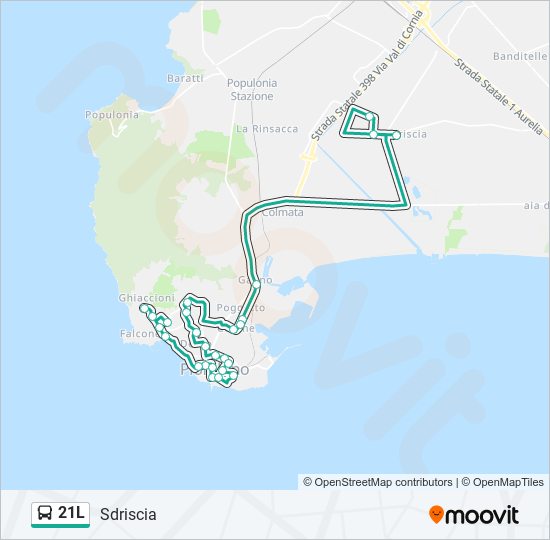 Percorso linea bus 21L