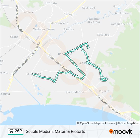 Percorso linea bus 26P