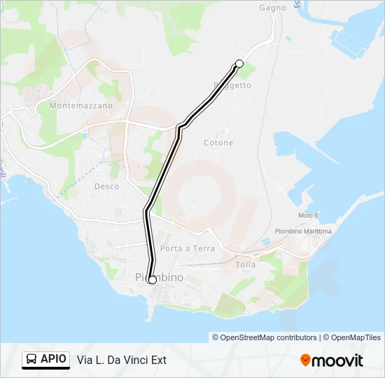 Percorso linea bus APIO