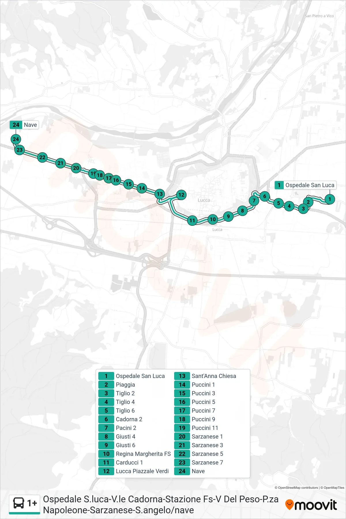 Linea 1+ bus (Nave) - Percorsi e fermate sulla mappa
