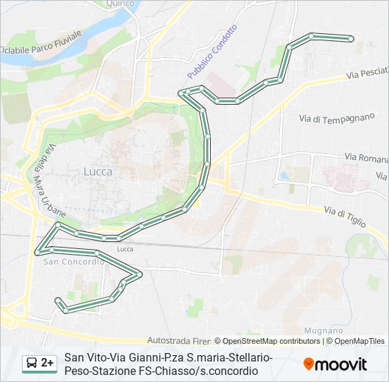 Percorso linea bus 2+