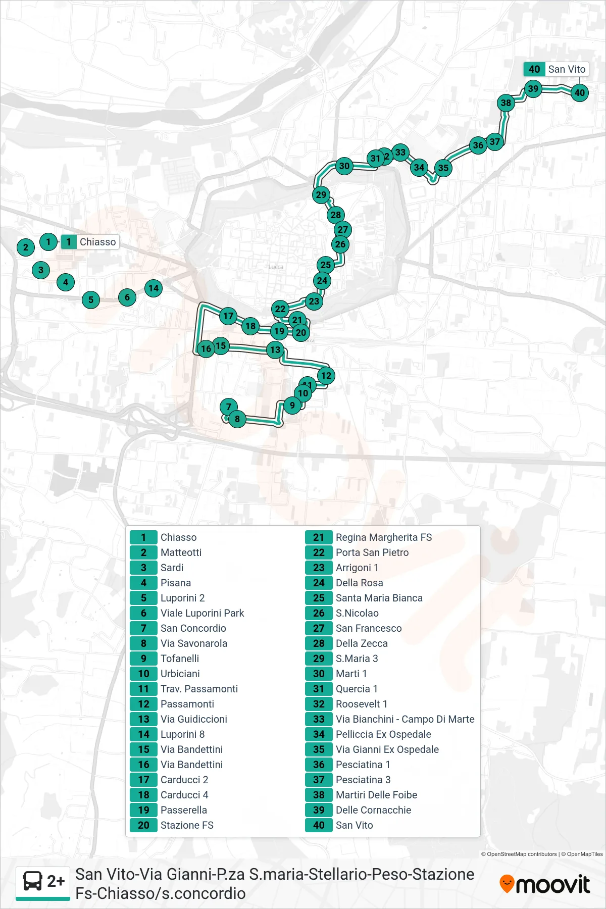 Linea 2+ bus (San Vito) - Percorsi e fermate sulla mappa