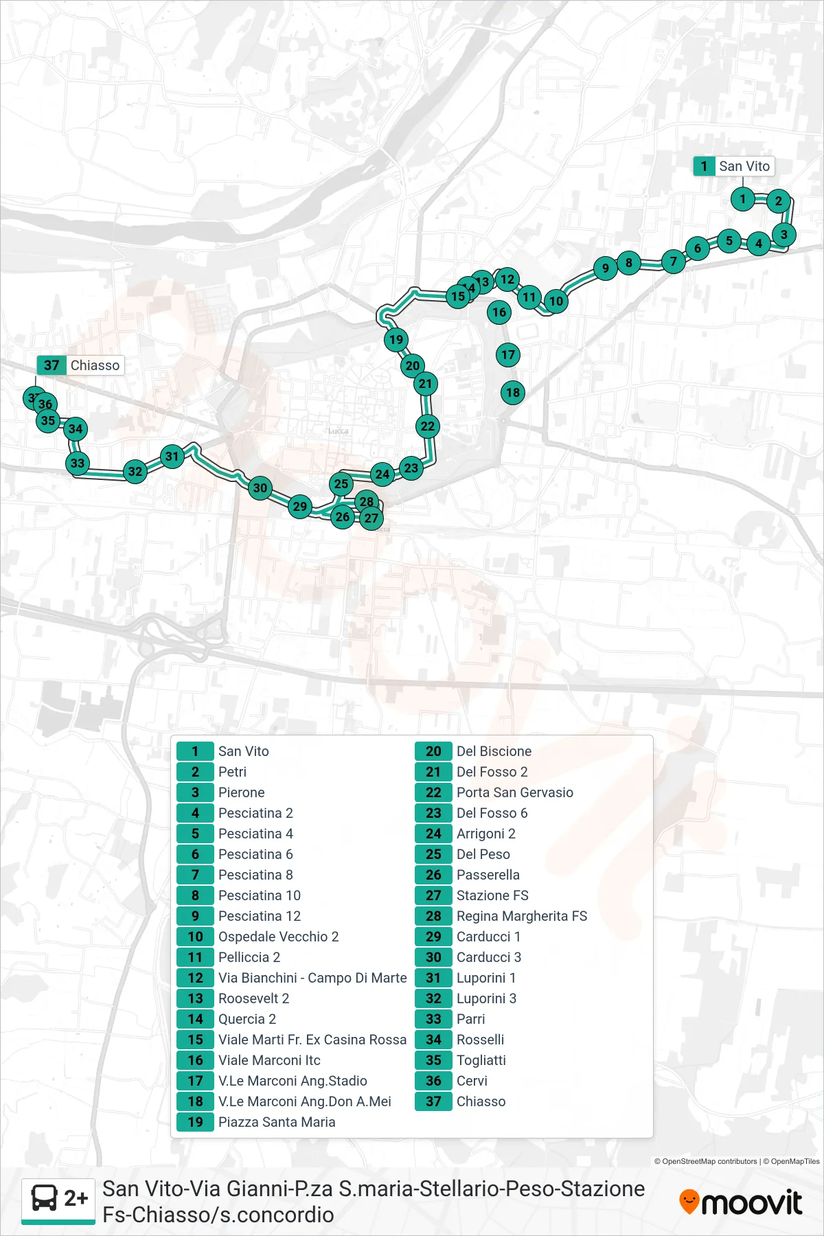Linea 2+ bus (Chiasso) - Percorsi e fermate sulla mappa