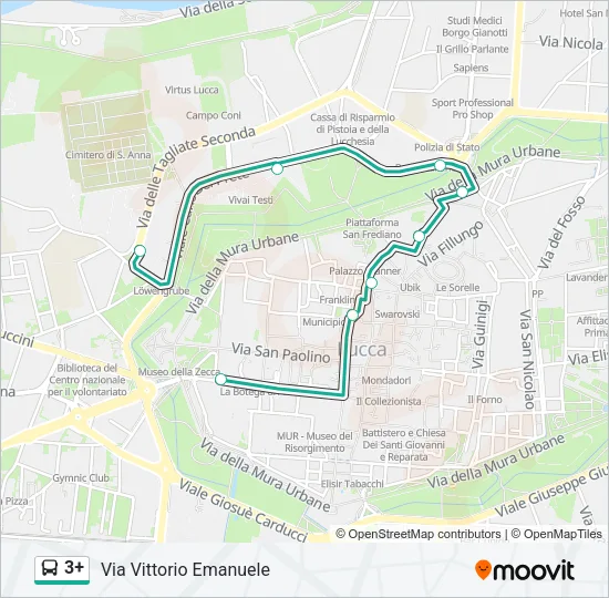 Percorso linea bus 3+